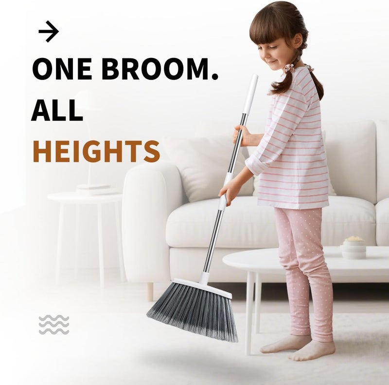 QCFOLY Broom, Outdoor Brooms for Sweeping Indoor, Adjustable 55" Pet Hair Removal Heavy Duty Broom for Floors Home Kitchen Garage Commercial Patio Industrial Snow (White) - Image 5